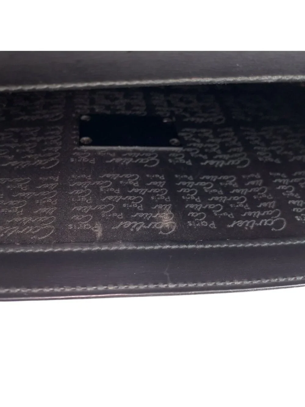 Cartier Pasha Black Silver Leather Clutch